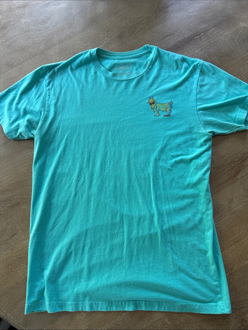 GOAT Men's Aqua Crew Neck T-Shirt with Goat Logo